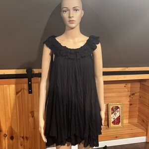 Free People Just For You Black Scoop Back Mini A-Line Swing Dress Top OVERSIZED